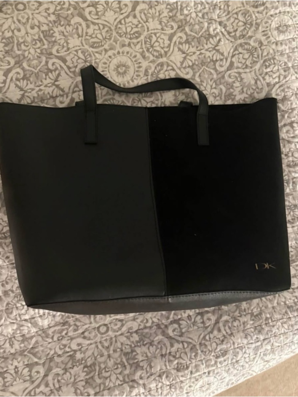 Dkny Black Two-Tone Leather Tote Bag
